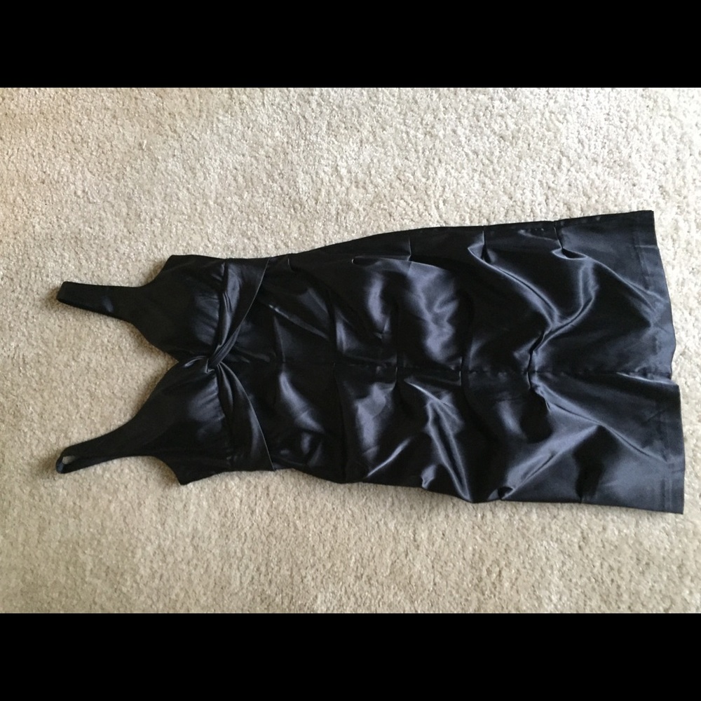 Satin black cocktail dress